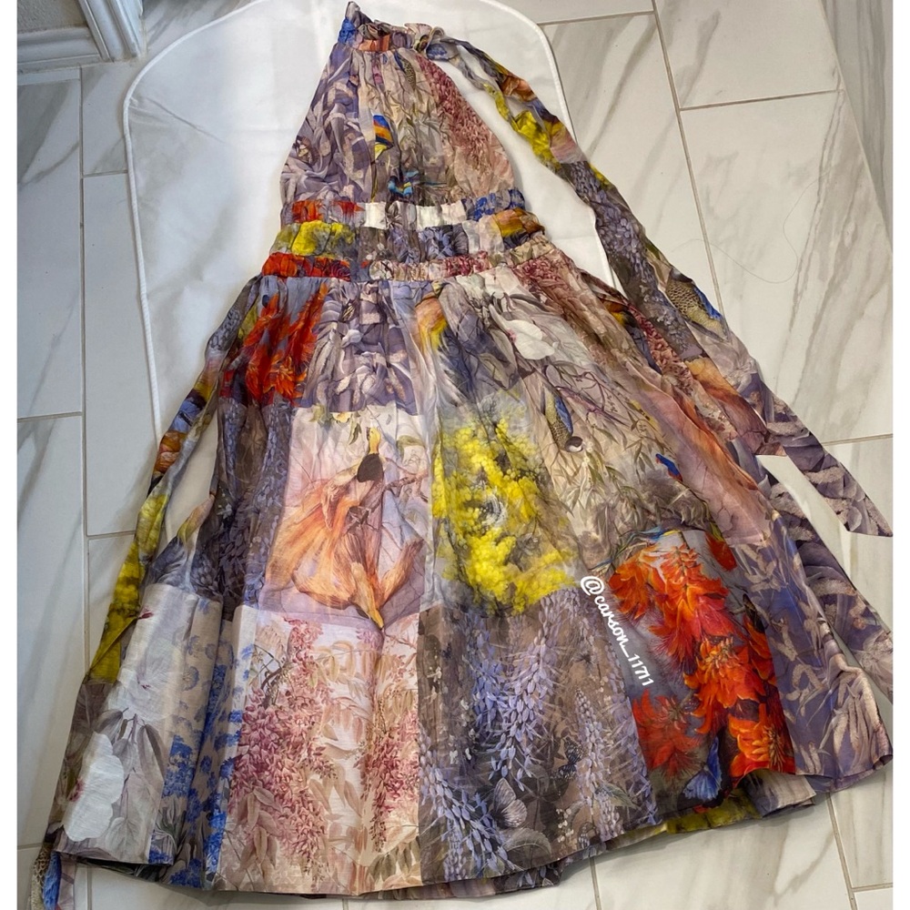 Zimmermann Botanica Patchwork Halter Gown in Book Print - Picture 8 of 12